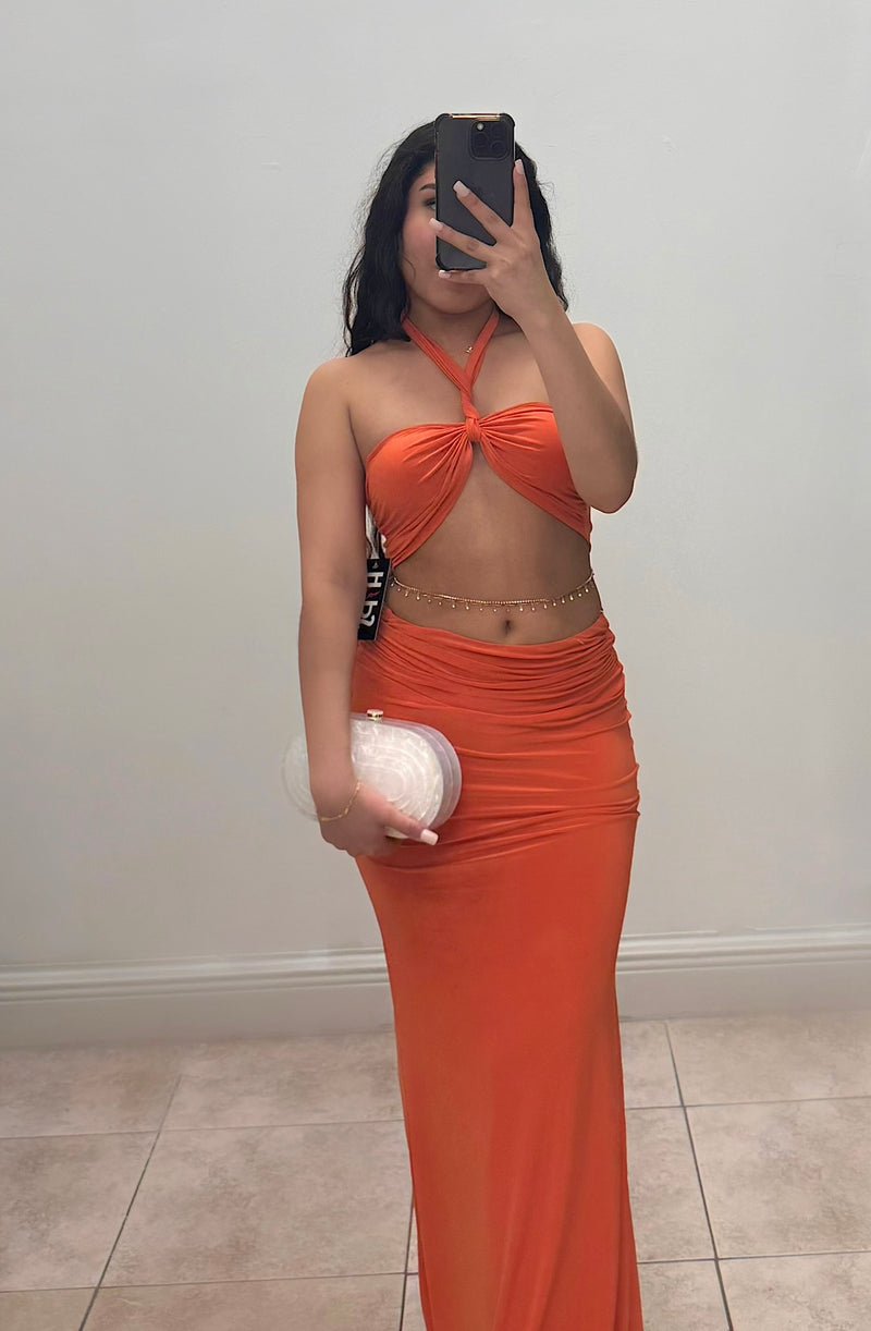 Halter Maxi Skirt Set with Ring Detail