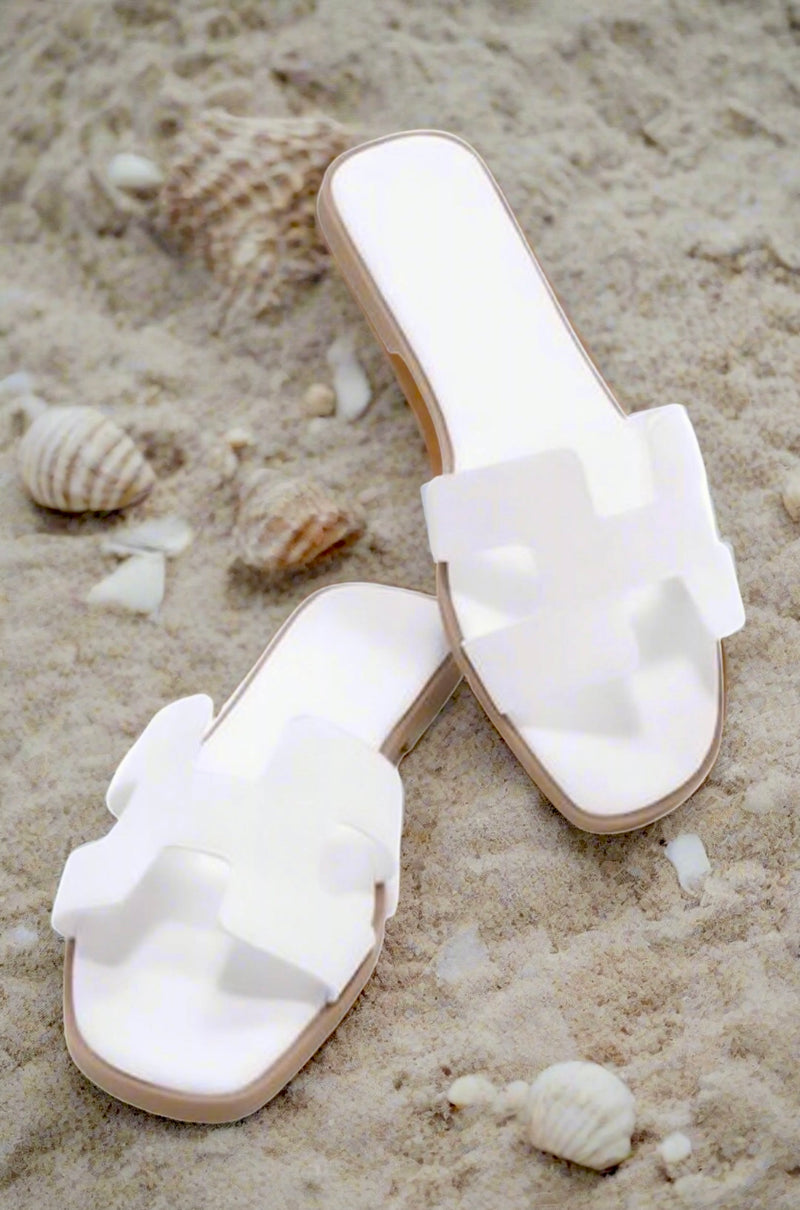White Mia Slip On Sandals