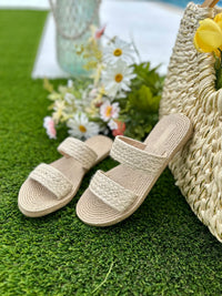 Raffia Double Strap Sandals