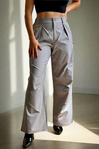 Grey High Waisted Cargo Pants