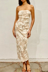 Linen Leaf Print Dress
