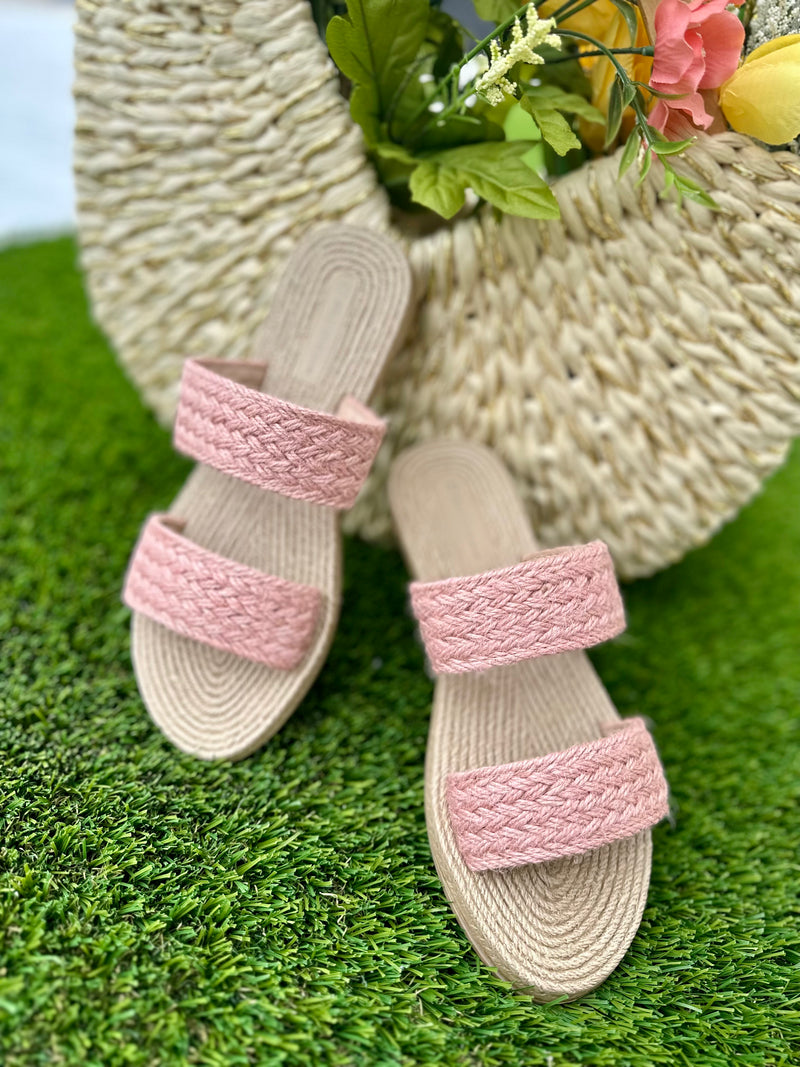 Raffia Double Strap Sandals