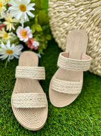 Raffia Double Strap Sandals