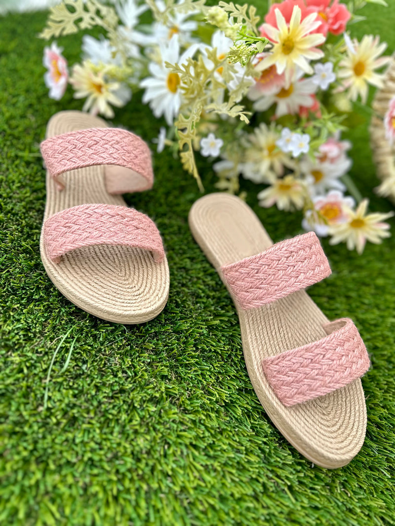 Raffia Double Strap Sandals