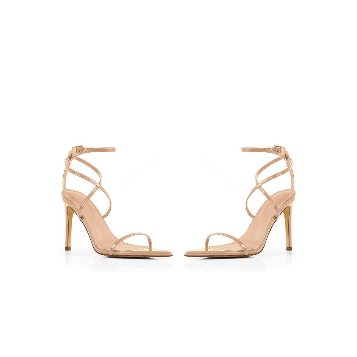 Nude Patent Strappy Stiletto Heels