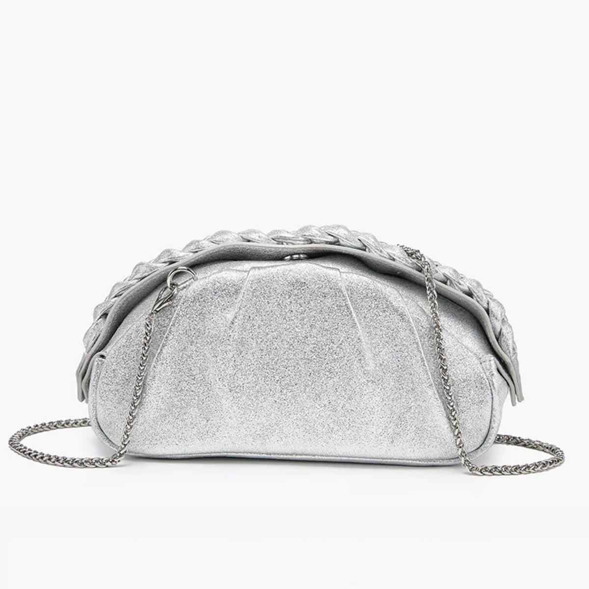 Silver Madrigal Metallic Clutch