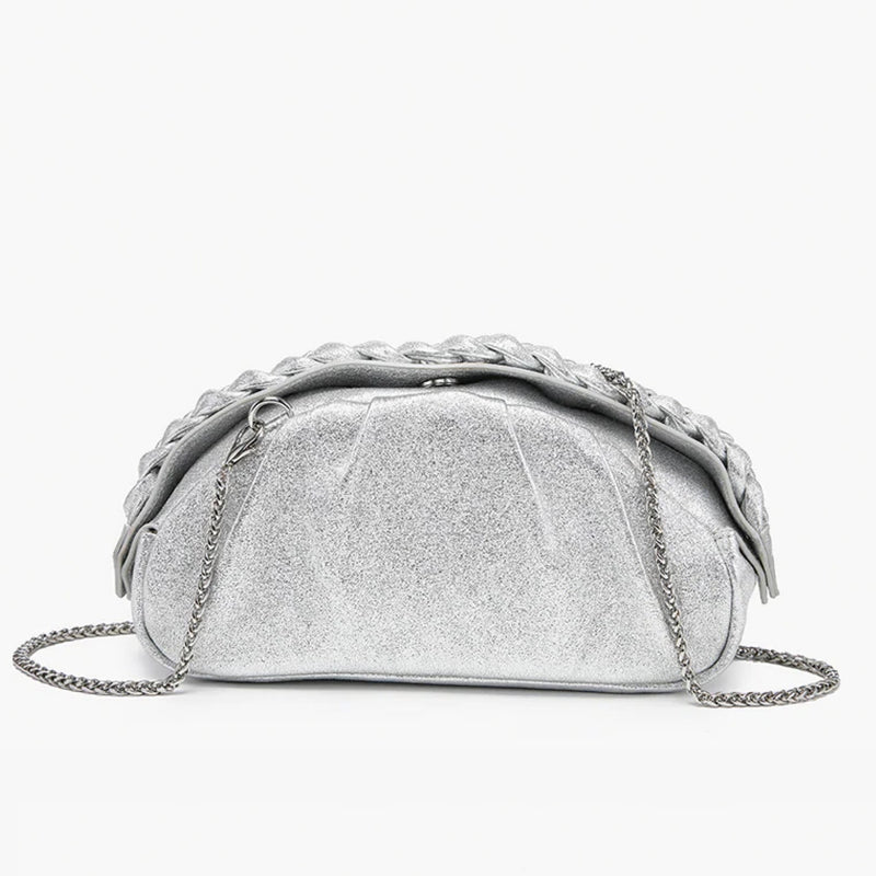 Silver Madrigal Metallic Clutch