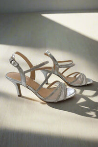 Rhinestone Mesh Silver Heel