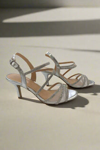 Rhinestone Mesh Silver Heel