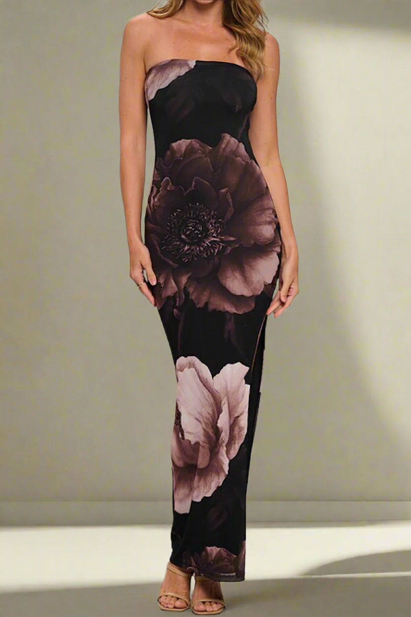 Strapless Side Slit Dress