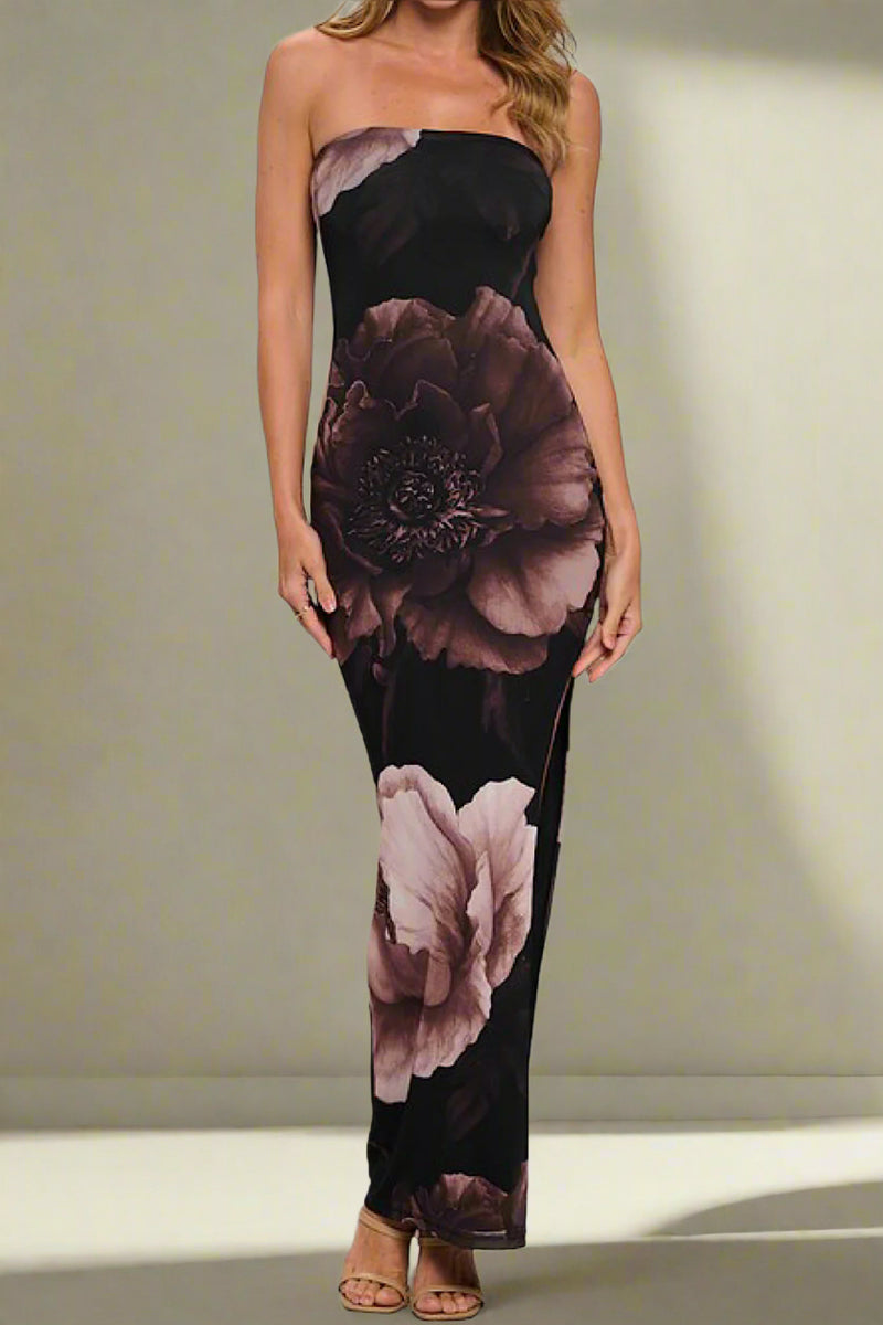 Strapless Side Slit Dress