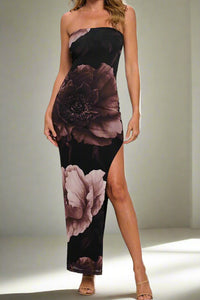 Strapless Side Slit Dress
