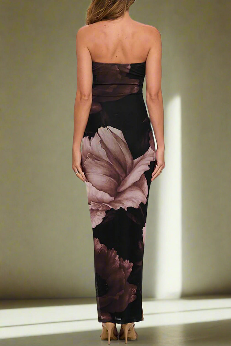 Strapless Side Slit Dress