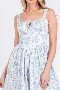 Floral Blue Midi Dress
