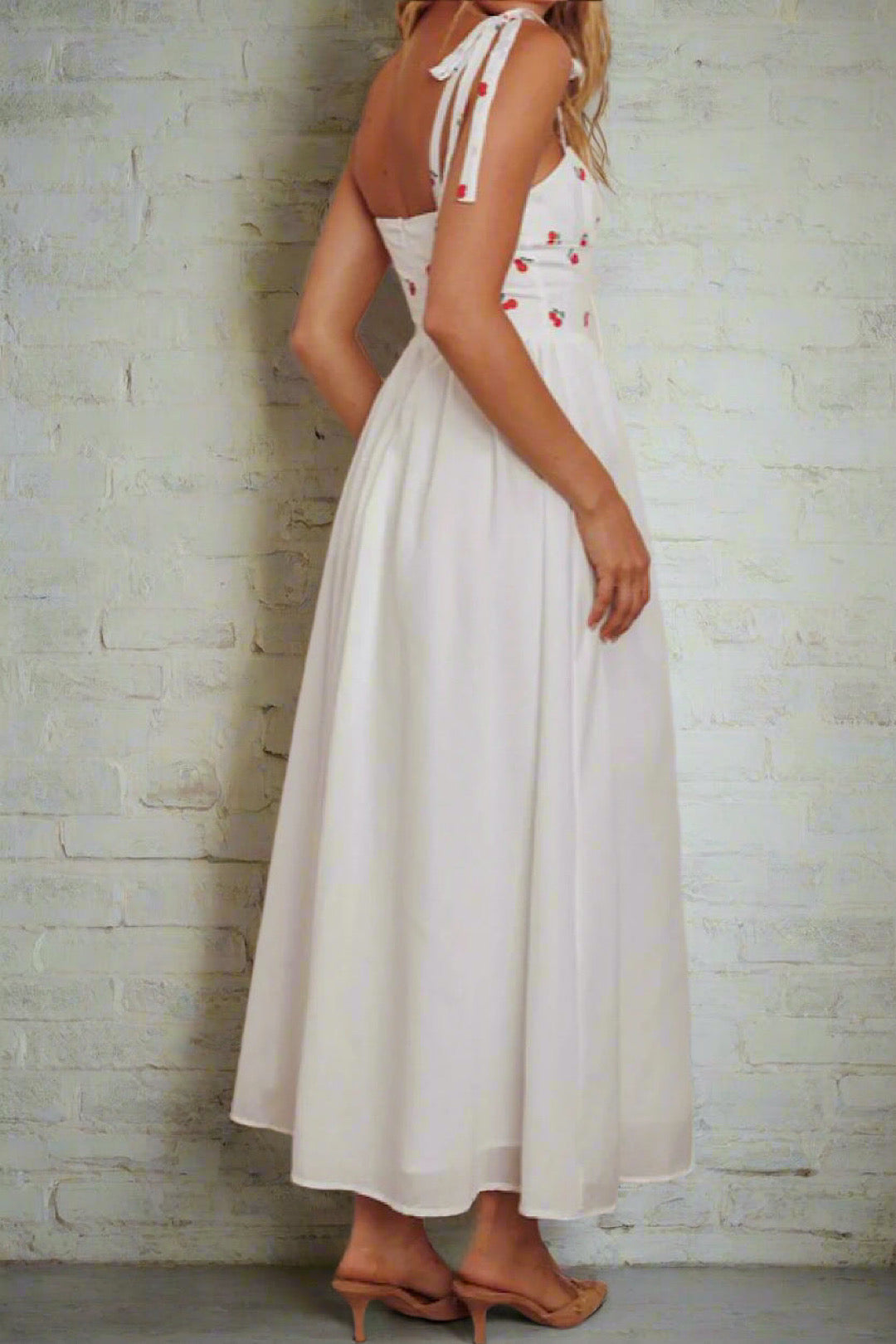 cherry print maxi dress Cherry Print Maxi Dress White / Medium
