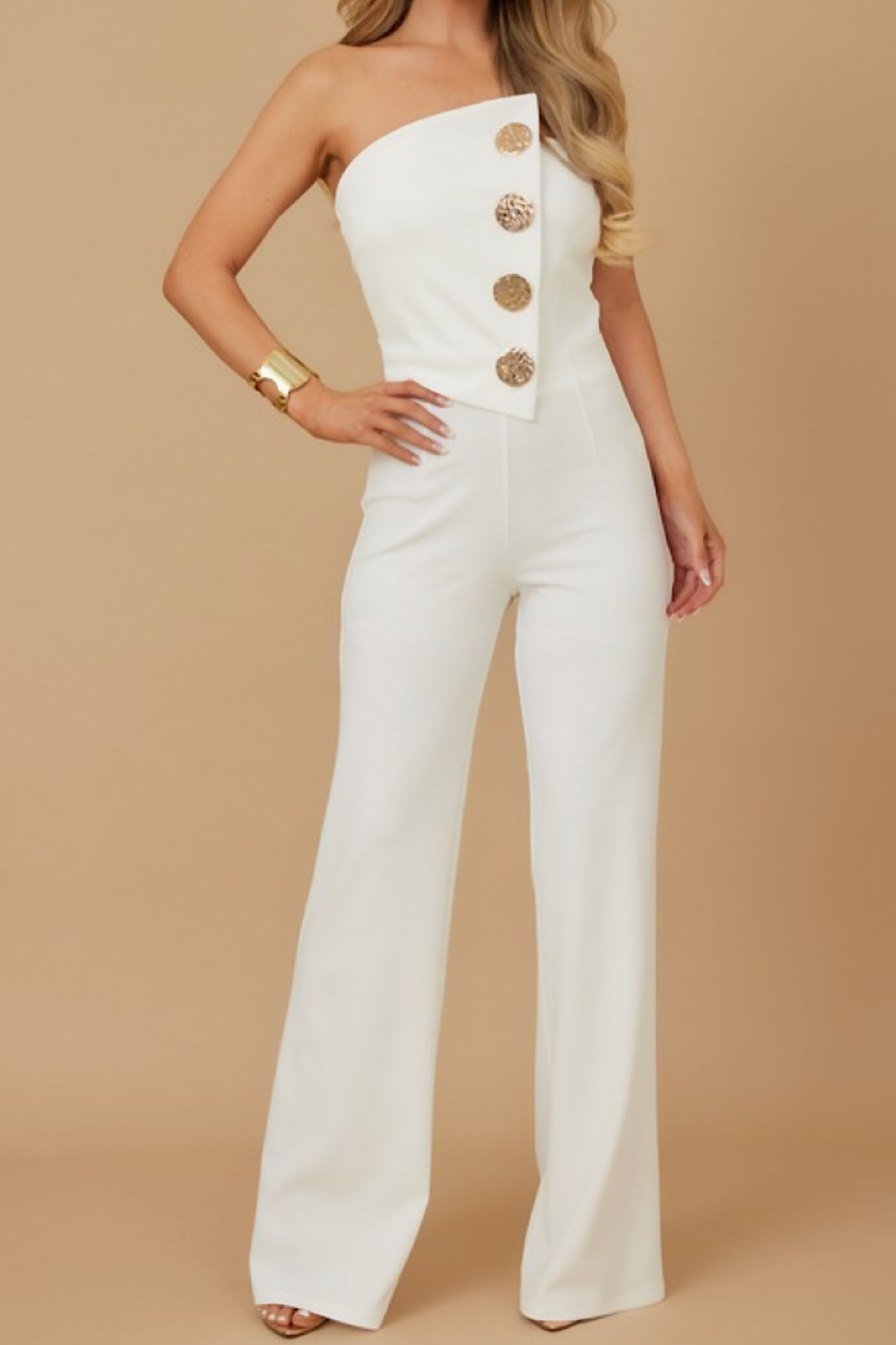 White Strapless Jumpsuit