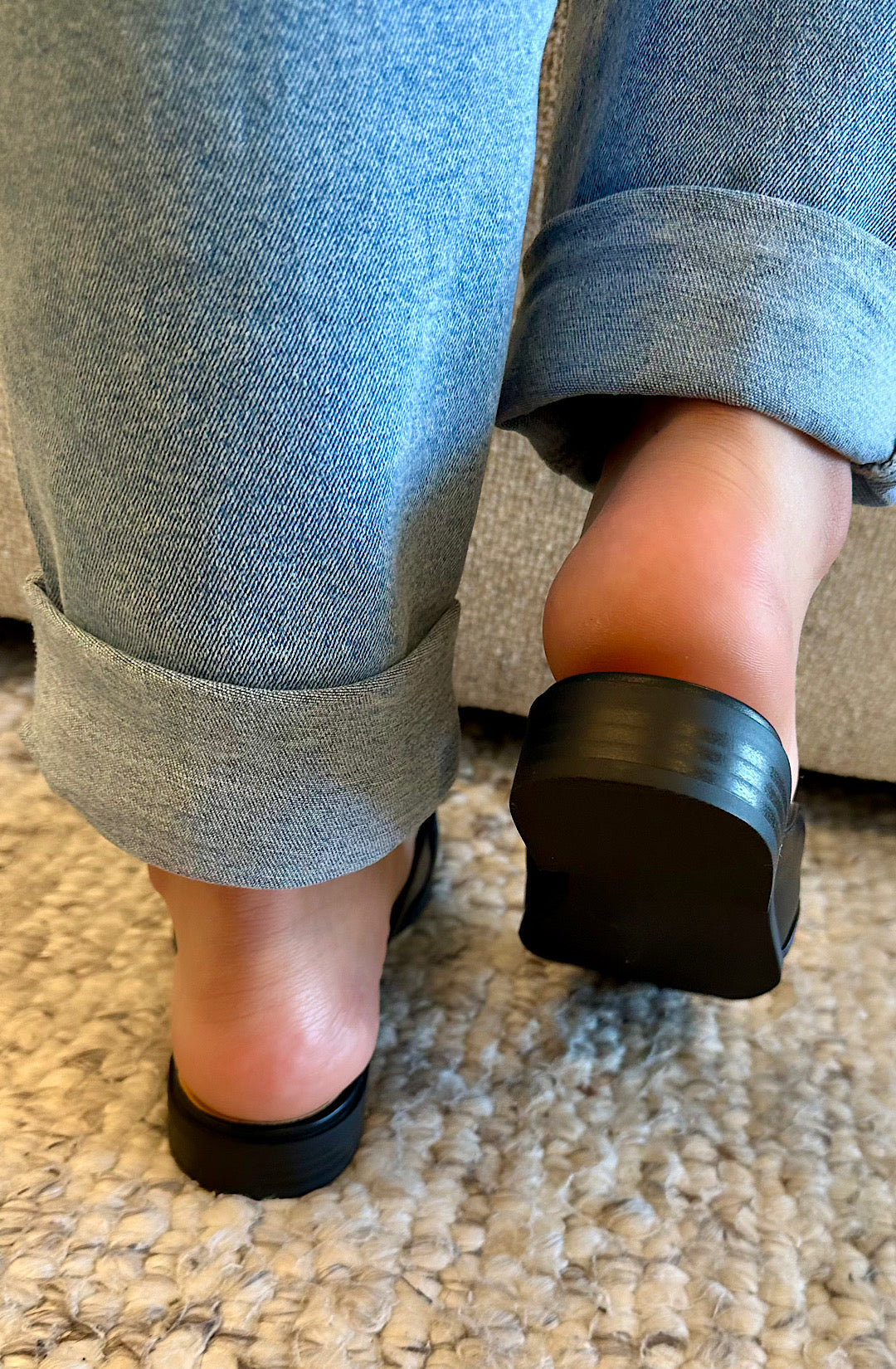 Black Backless Loafer Mules