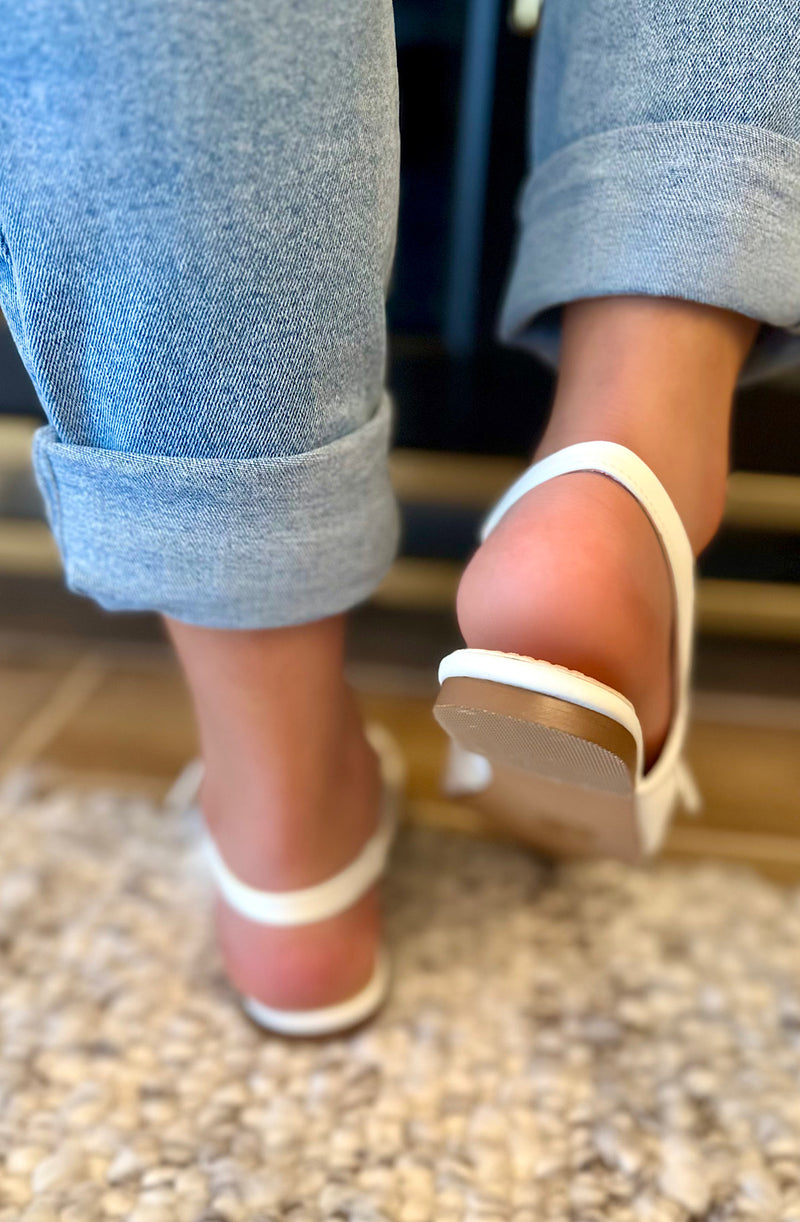White Pointed Toe Slingback Flats