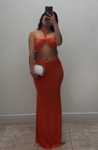 Halter Maxi Skirt Set with Ring Detail