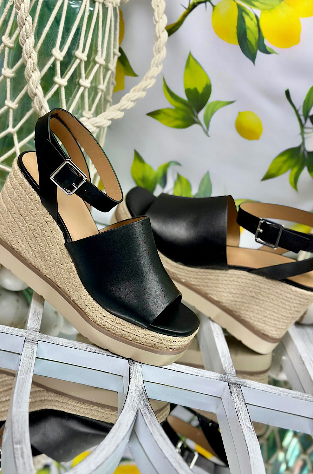 Stella Platform Wedge - Black