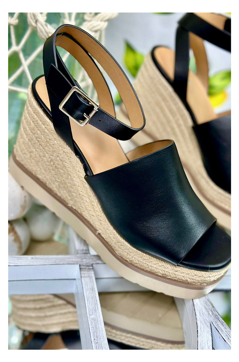 Stella Platform Wedge - Black
