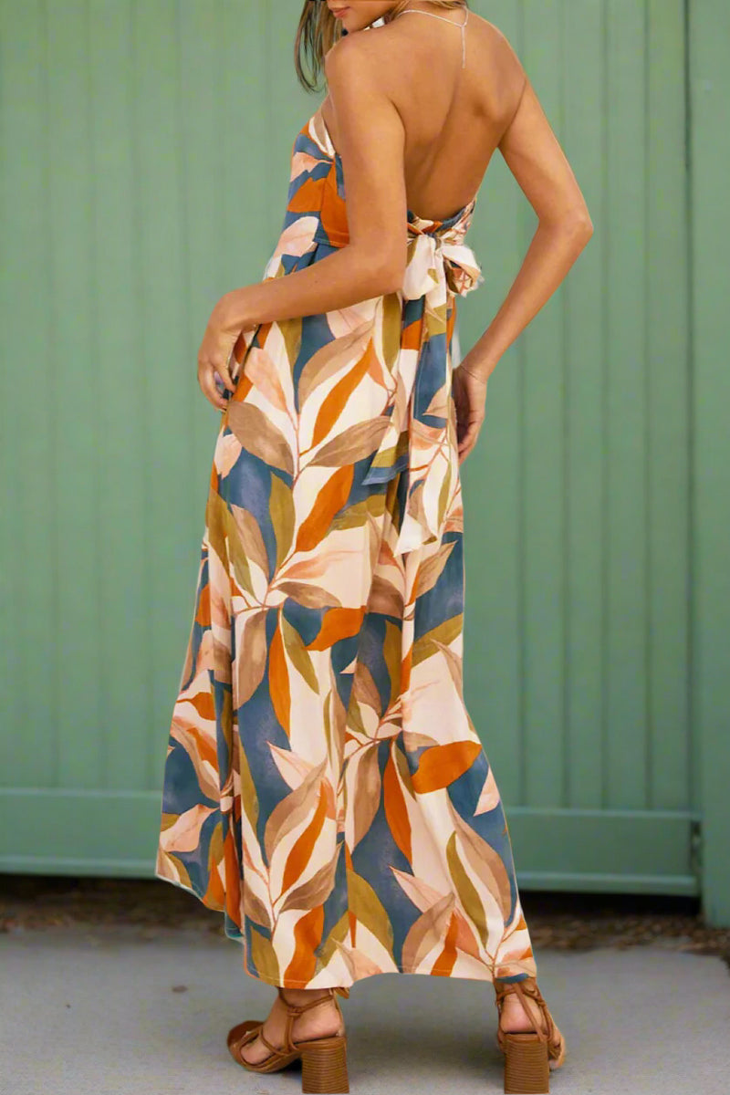 Leafy Print Maxi Dress