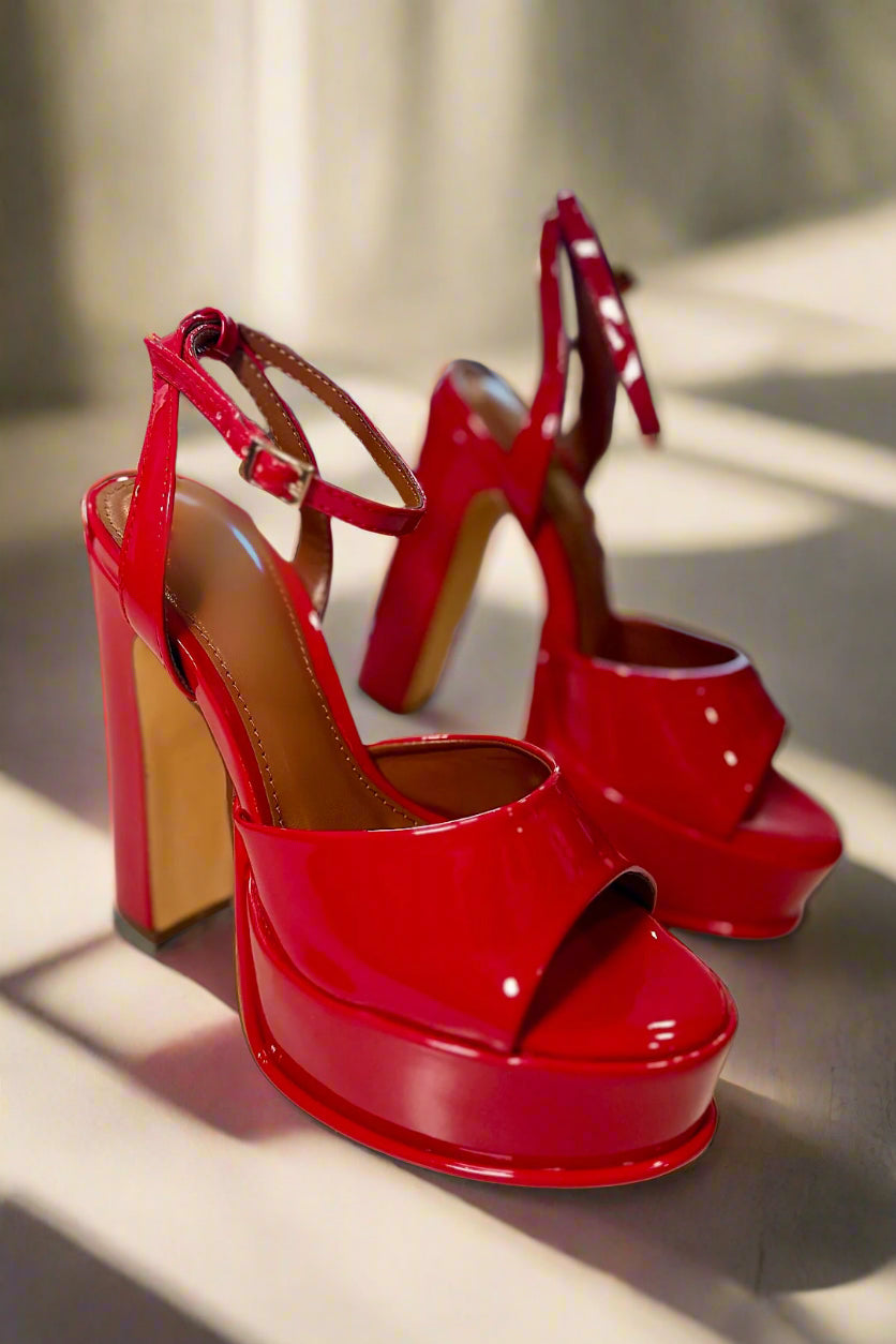 Red Patent Platform Heel