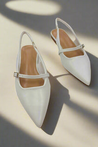 White Pointy-toe Slingback Flats