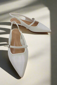White Pointy-toe Slingback Flats