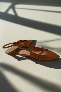 Brown Pointy-toe Slingback Flats
