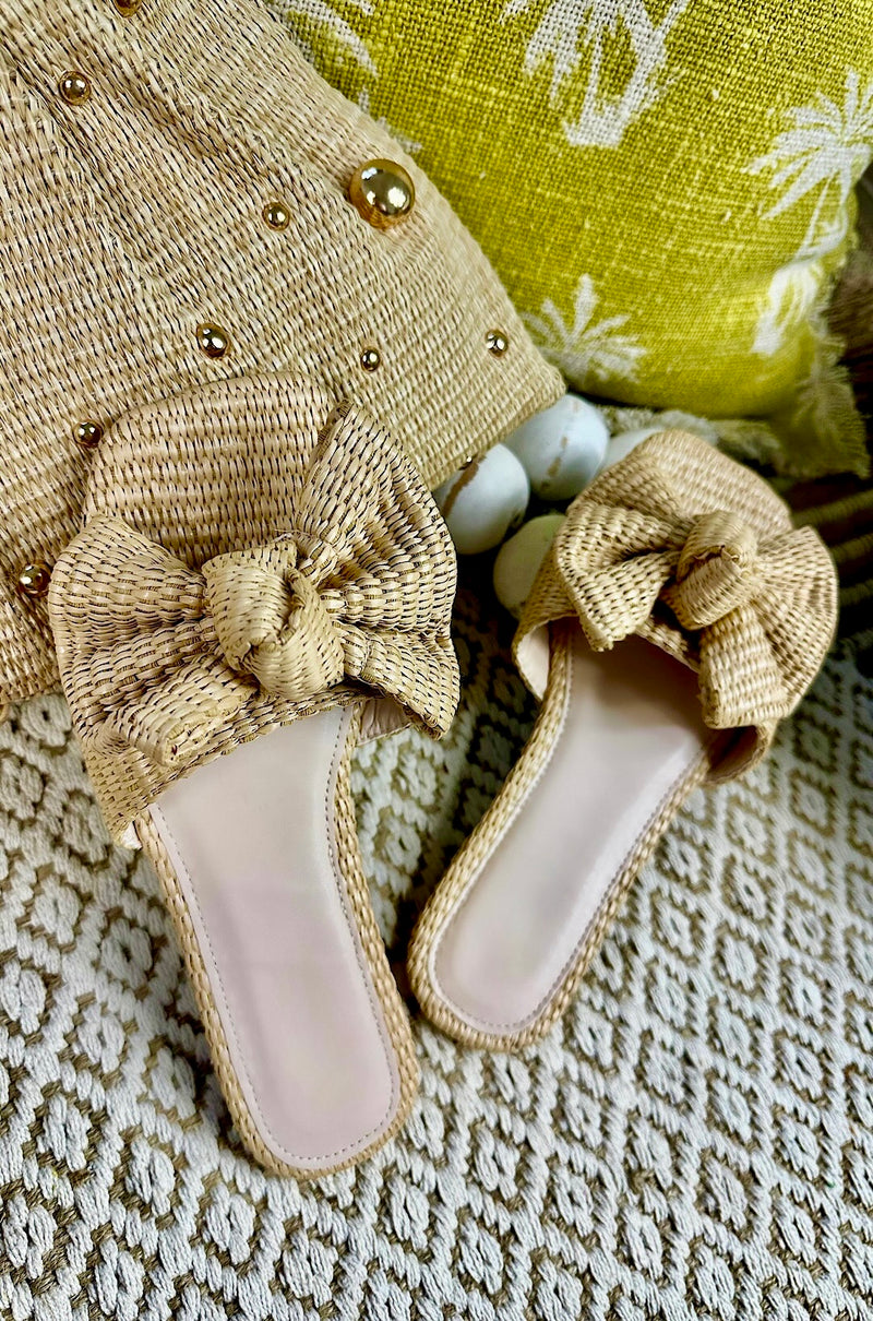 Raffia Bowtie Sandals