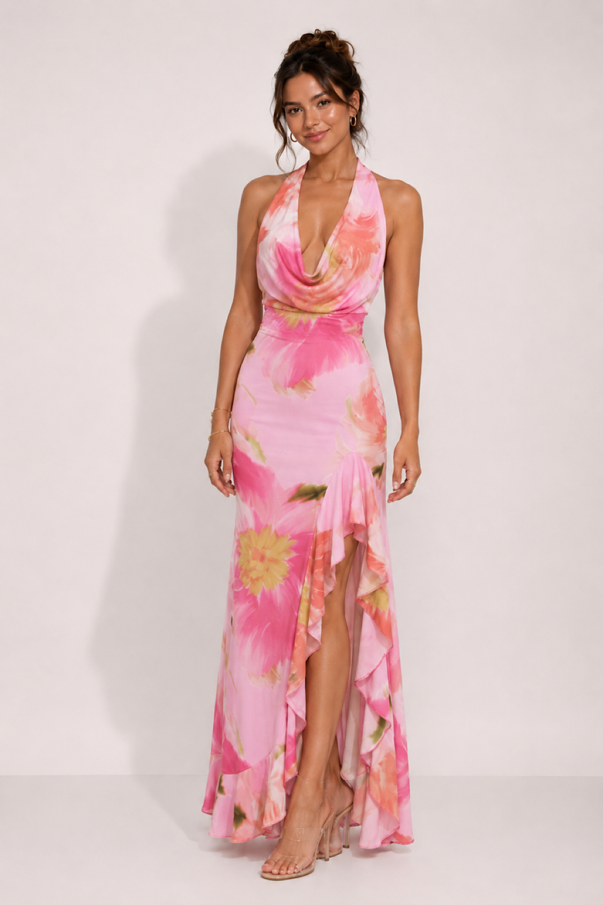 Blush Bloom Halter Maxi Dress