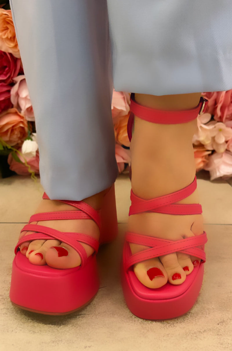Pink Espadrille Platform Sandals