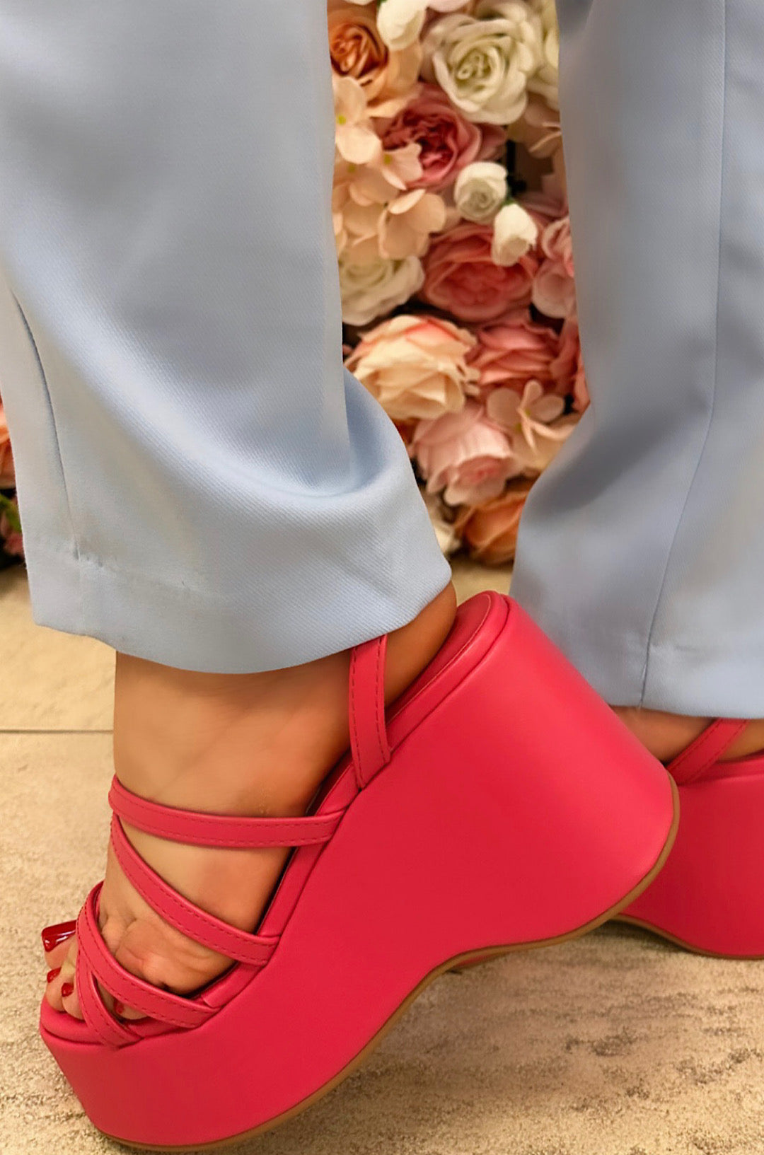 Pink Espadrille Platform Sandals