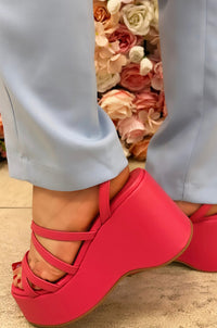 Pink Espadrille Platform Sandals